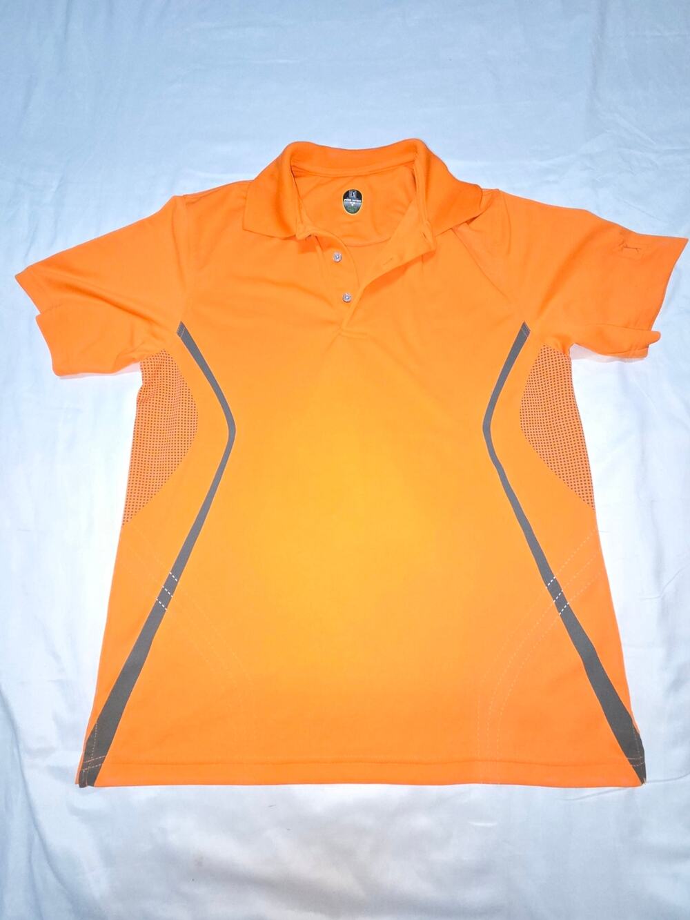 PGA Tour Bright Orange Short-Sleeve Performance Polo with Gray Accents